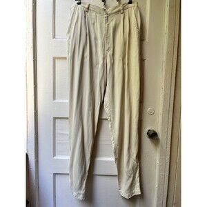 Chico's Silk Dress Pants 2 Cream Elastic Waist Relaxed Office Work w/Flaws NWT